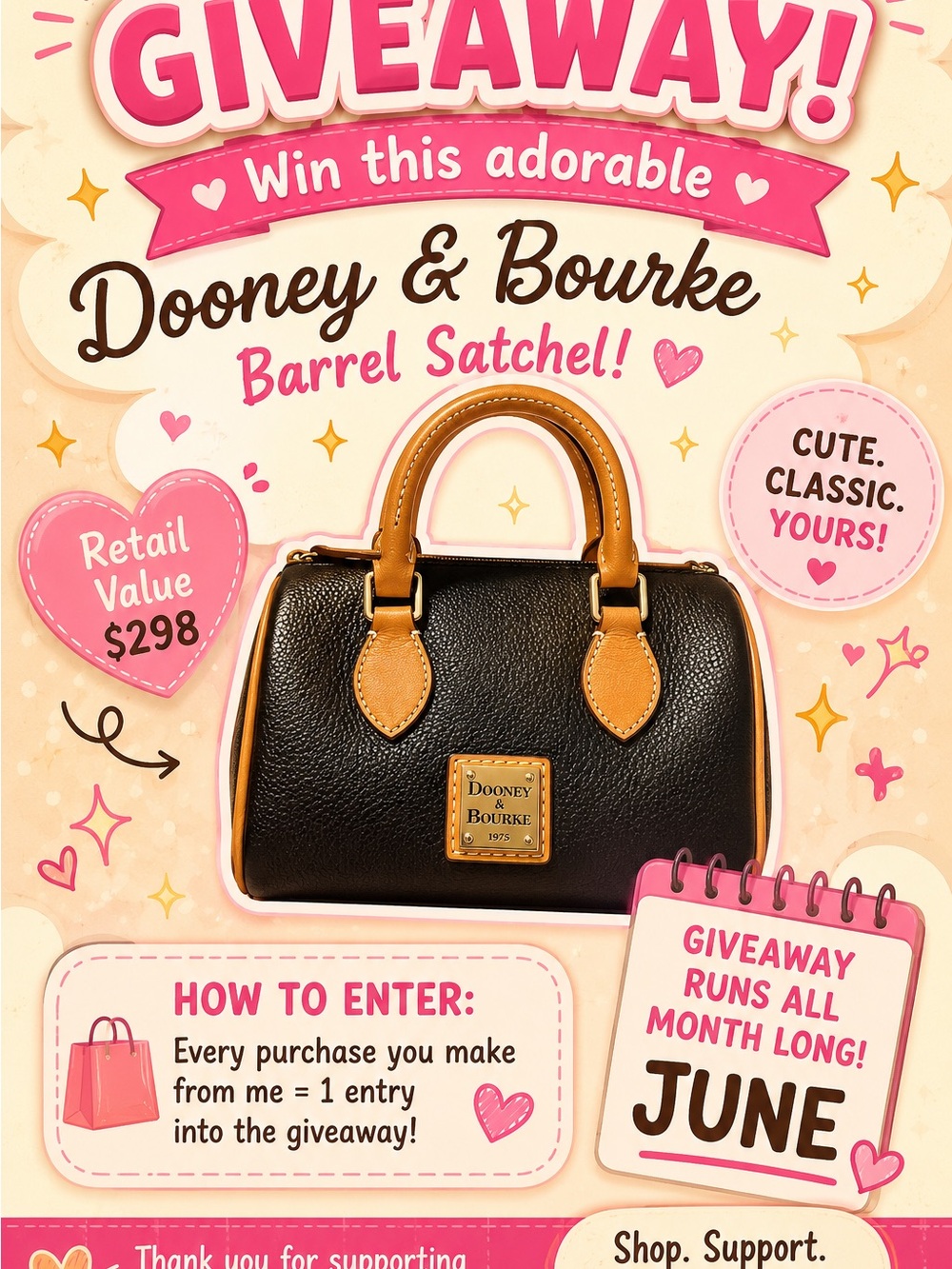 Dooney & Bourke Black and Tan Barrel Satchel Purse